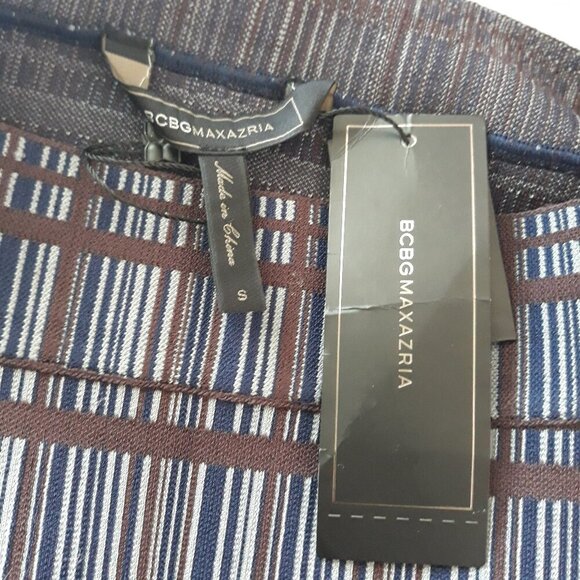 NWT BCBGMAXAZRIA Leger Plaid Knit Cool Grey Pencil Skirt S Office Date Night - Picture 6 of 8